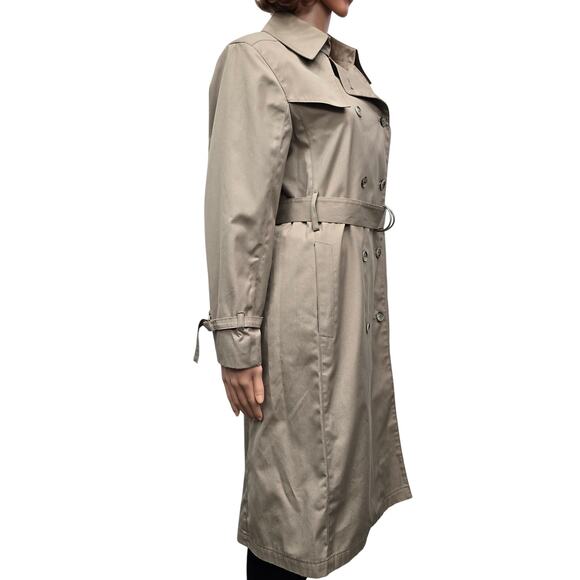 Vintage London Fog Iconic Trench Coat 8 Pet Double Breasted Belted Union Made 8P - Picture 8 of 12